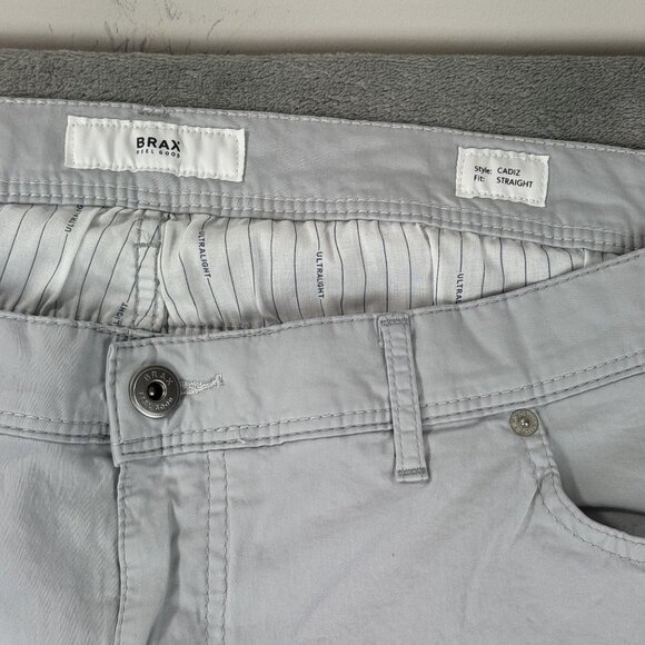 BRAX Feel Good Mens Cadiz Ultralight Straight Fit Stretch Chino Pants Light Grey - Picture 5 of 11